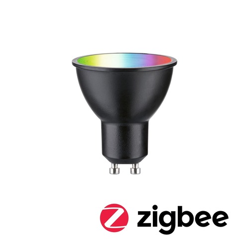 GU10/GZ10 - P 29148 Standard 230V Smart Home Zigbee 3.0 LED reflektor GU10 4,8W RGBW+ stmívatelné černá mat - PAULMANN - foto 1