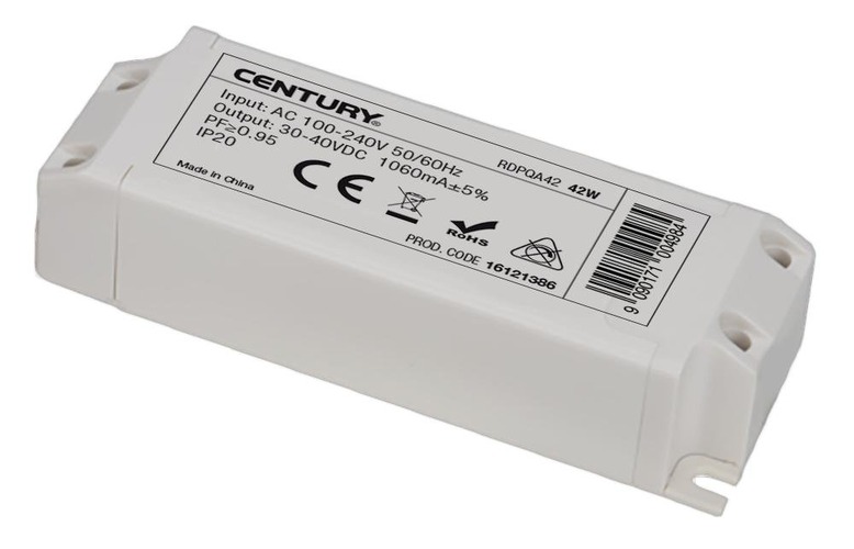 Stabilizovaný proud - CEN RDPQA42 LED DRIVER náhradní na 42W IP20 100-240VAC. - CENTURY - foto 1