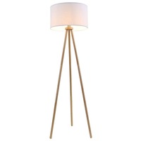 Stojací lampy - BRILO 1379-016 Textilní stojací svítidlo pr. 45,5 cm 1x E27 60W bílé - BRILO