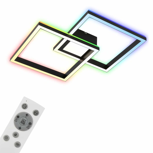 Hranatá - BRILO 3755-015 RGB CCT LED stropní svítidlo, 59,7 cm, 44 W, 4400 lm, černá - BRILO - foto 1