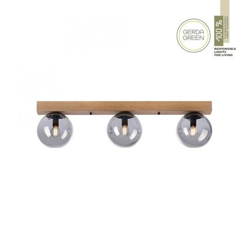 Dekorativní - LD 11393-79 GREEN WIDO LED stropní svítidlo 3 ramenné dřevo kouřová barva v udržitelném designu IP20 - LEUCHTEN DIREKT / JUST LIGHT - foto 1