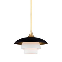Polokoule - HVLG 1010-AGB-CE Závěsné svítidlo BARRON ocel/sklo staromosaz/opál E14 1x40W - HUDSON VALLEY