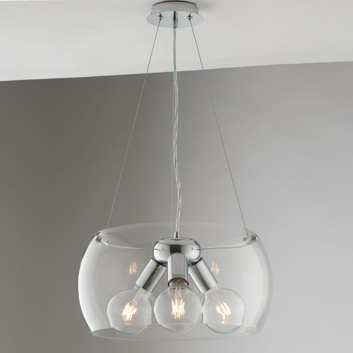 Dekorativní - FAN I-EQUATORE/S40TR Závěsné svítidlo Equatore, chrom/průhledné, 3 x E27, 40 x 40 x 120 cm - FANEUROPE - foto 1