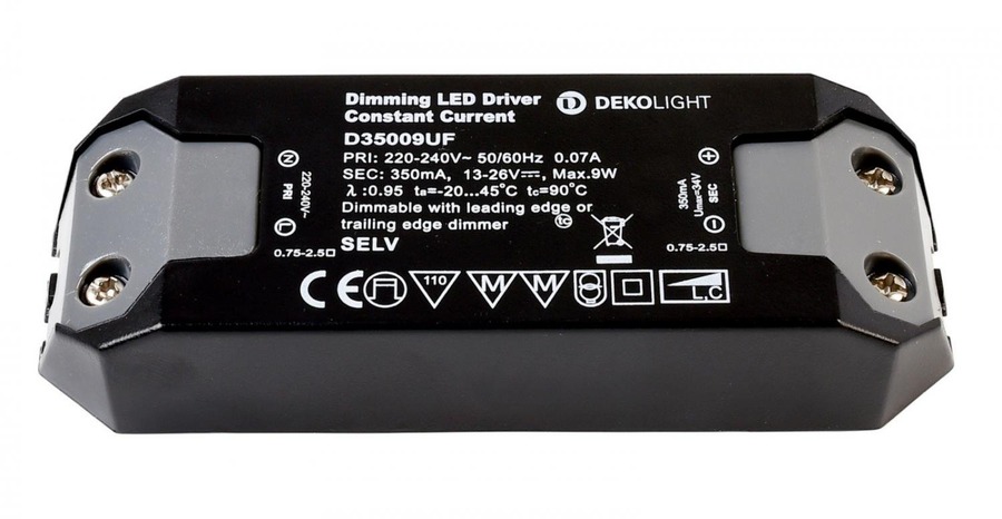 Stabilizovaný proud - IMPR 862202 Deko-Light napájení BASIC, DIM, CC, D35009UF/9W konstantní proud 350 mA IP20 stmívatelné 11-26V DC 3,90-9,00 W - LIGHT IMPRESSIONS - foto 1