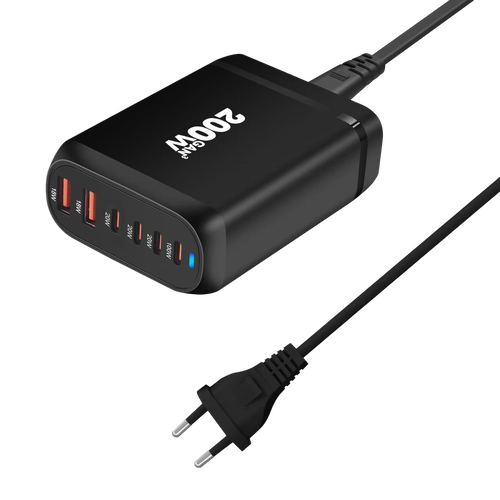 Mobilní a počítačové příslušenství - 200W adaptér se zástrčkou EU - 4-Type-C / 2-Type-A - foto 1