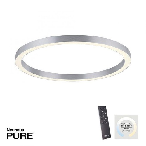 Kruhová - PN 6306-95 Paul Neuhaus LED stropní svítidlo PURE-LINES 70x70 CCT dálkový ovladač 2700-5000K hliník - PAUL NEUHAUS - foto 1