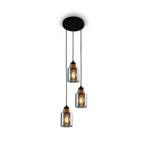 Vícečetná - BRI 4486035 Závěsné svítidlo, 120 cm, 3x E27, max. 10W, kouřová - BRILONER - foto 1