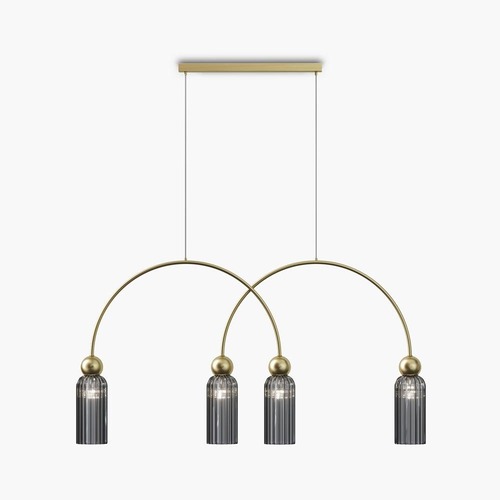 Dekorativní - M MOD302PL-04GR Závěsné svítidlo Antic E14 4x40W zlatá kov šedé sklo - MAYTONI - foto 1