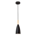 Kónická - NV 8883802 Závěsné svítidlo GRANT černý hliník přírodní dřevo černý kabel E14 1x5W IP20 bez žárovky - NOVA LUCE