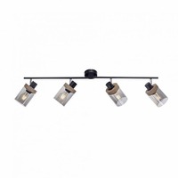 Bodová - LD 11313-18 PASQUAL Stropní bodové svítidlo, kouřové sklo, dřevo, E27, 4-ramenné - LEUCHTEN DIREKT / JUST LIGHT