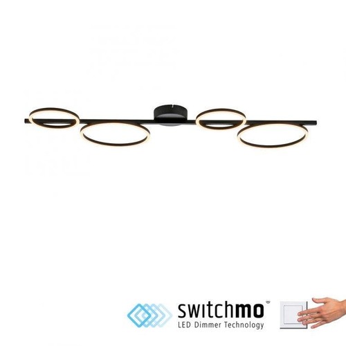 Dekorativní - LD 14211-18 MINI RITUS LED stropní svítidlo černé světelné kruhy krokově stmívatelné 3000K - JUST LIGHT - foto 1