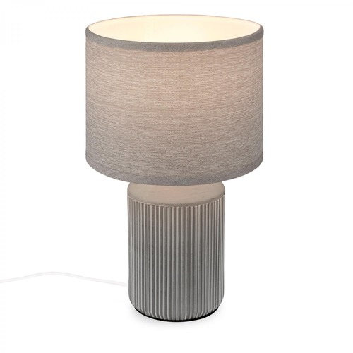 Stolní lampy dekorační - BRILO 7539014 Ino stolní lampička, látkové stínidlo, keramický podstavec, 22x37,5 cm (DxH), šedá - BRILO - foto 1