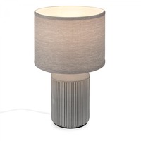 Stolní lampy dekorační - BRILO 7539014 Ino stolní lampička, látkové stínidlo, keramický podstavec, 22x37,5 cm (DxH), šedá - BRILO