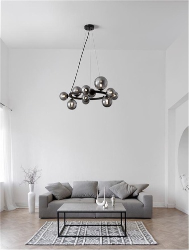 Kruhová - NV 9028855 Závěsné svítidlo ODILLIA kouřové šedé sklo a matná černá G9 11x5W 230V IP20 bez žárovky - NOVA LUCE - foto 1