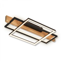 Hranatá - BRI 3839014 BRILONER Cadre LED stropní svítidlo, přímé a nepřímé osvětlení, 3-krokové spínání, 2 rámy, dekor dřeva, 55x30 cm, černá/dřevo 3839014