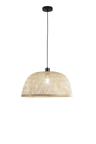 Dekorativní - FAN I-BAMBOO-S48 Závěsné svítidlo Bamboo kov + bambus, 1xE27, 40 W; lampa pr. 48 x H 22 cm, konstrukce pr. 48 x 200 cm - FANEUROPE - foto 1