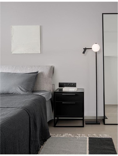Stojací lampy - NV 9919532 Stojací lampa JOLINE černý kov a hliníkbílé opálové sklo vypínač na těle LED 6W Samsung 1x3W 230V 3200K čtecí lampička IP20 - NOVA LUCE - foto 1