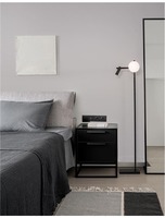 Stojací lampy - NV 9919532 Stojací lampa JOLINE černý kov a hliníkbílé opálové sklo vypínač na těle LED 6W Samsung 1x3W 230V 3200K čtecí lampička IP20 - NOVA LUCE