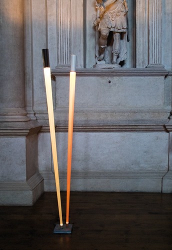 Stojací lampy - VIABI VB4.501.10+11 AKCE - Stojací lampa Bamboo 3000K 2,8W + 2700K 11,6W bílá + oranžová - Viabizzuno - foto 1