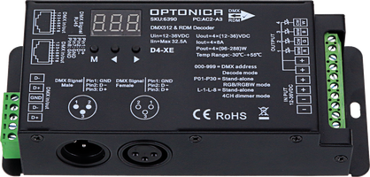 Stmívače a regulátory LED - 4 kanálový dekodér s konstantním napětím DMX512