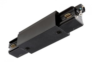 Lišty a příslušenství - IMPR 720013 Deko-Light 1-fázový kolejnicový systém, D One podélná spojka s napájením, 220-240V černá RAL 9011 121 mm