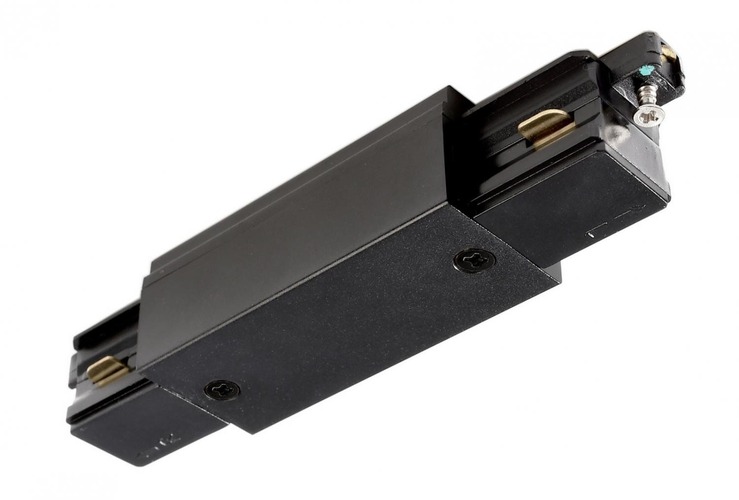 Lišty a příslušenství - IMPR 720013 Deko-Light 1-fázový kolejnicový systém, D One podélná spojka s napájením, 220-240V černá RAL 9011 121 mm - foto 1