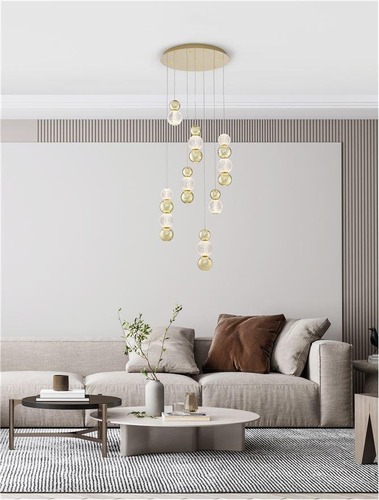 Vícečetná - NV 9511060 Závěsné svítidlo BRILLE zlatý hliník a sklo LED 42W 230V 3200K IP20 stmívatelné - NOVA LUCE - foto 1