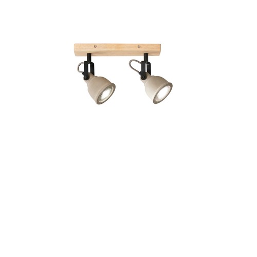 Bodová - FAN I-KISA-AP2 Nástěnné svítidlo Kisa, šedá/dřevo, 2 x GU10, 30 x 8 x 15,9 cm - FANEUROPE - foto 1