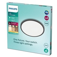 Kruhová - PH 8719514327283 LED Koupelnové stropní svítidlo Philips Superslim CL550 8719514327283 18W 1500lm 2700K IP44 30cm černé, 3-krokové stmívání - PHILIPS (929002667901)