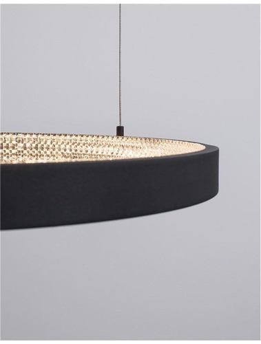 Kruhová - NV 9865160 Závěsné svítidlo PRESTON černý hliník a akryl LED 37W 230V 3000K IP20 stmívatelné - NOVA LUCE - foto 1