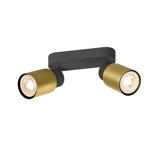 Bodová - LA 1008362 PURI 2.0 Tube nástěnné a stropní svítidlo pro povrchovou montáž, dlouhé, 2 x max. 6W GU10, černá / zlatá - BIG WHITE (SLV) - foto 1