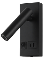 LED nástěnné svítidla - LED světlo kabinetu 2W s přepínačem ON / OFF + USB černá