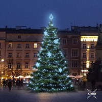 SADY na stromy - DLED TFS3022 LED světelná sada na stromy vysoké 9-11m, ledová bílá s Flash, dekory EFD05