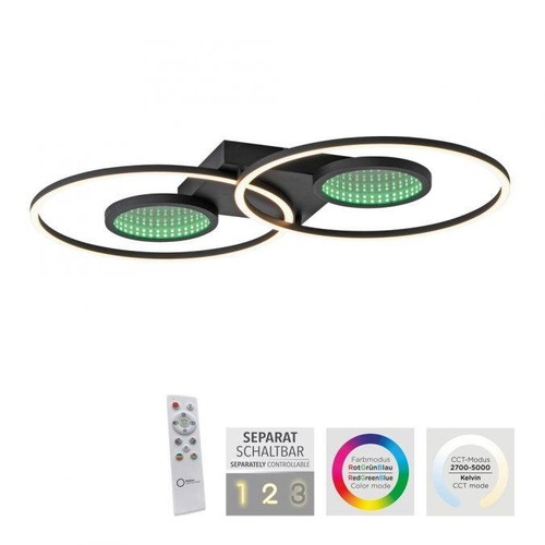 Kruhová - LD 15160-18 TUNEL LED stropní svítidlo černé s RGB efekty, CCT stmívatelné s dálkovým ovládáním RGB+3000-6500K - LEUCHTEN DIREKT / JUST LIGHT - foto 1