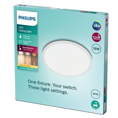 Kruhová - PH 8719514327269 LED Koupelnové stropní svítidlo Philips Superslim CL550 8719514327269 18W 1500lm 2700K IP44 30cm bílé, 3-krokové stmívání - PHILIPS (929002667801) - foto 1