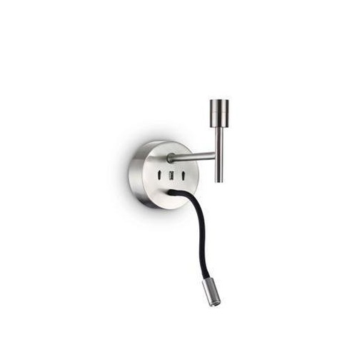 Dekorativní - ILUX 259833 Nástěnné svítidlo Ideal Lux SET UP MAP2 NICKEL 259833 E27 1x60W + LED 3W 220lm 3000K IP20 21cm saténový nikl - IDEALLUX - foto 1