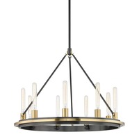 Kruhová - HVLG 2732-AOB-CE Závěsné svítidlo CHAMBERS ocel starobronz E27 9x40W - HUDSON VALLEY