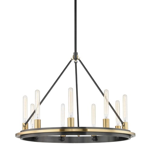 Kruhová - HVLG 2732-AOB-CE Závěsné svítidlo CHAMBERS ocel starobronz E27 9x40W - HUDSON VALLEY - foto 1