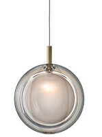 Subtilní - BOMMA 1/85/95150L/B/WHITE/160/A/BBR… Závěsné svítidlo LENS bílé - kartáčované kování, bez baldachýnu 1/85/95150L/B/WHITE/160/A/BBR/2,5 - BOMMA