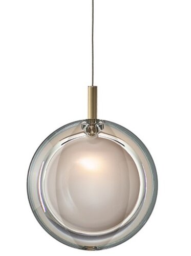 Subtilní - BOMMA 1/85/95150L/B/WHITE/160/A/BBR… Závěsné svítidlo LENS bílé - kartáčované kování, bez baldachýnu 1/85/95150L/B/WHITE/160/A/BBR/2,5 - BOMMA - foto 1