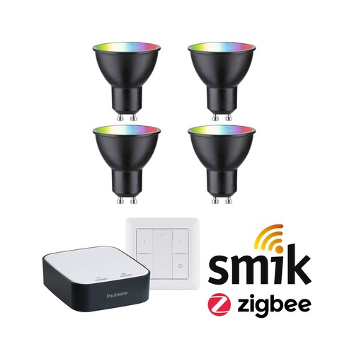 GU10/GZ10 - P 5191 Startovací sada Zigbee 3.0 Smart Home smik Gateway + LED reflektor GU10 RGBW + vypínač - PAULMANN - foto 1