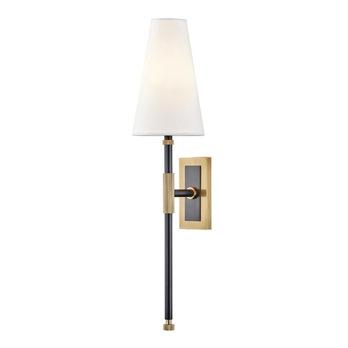 Dekorativní - HVLG 3721-AOB-CE Nástěnné svítidlo BOWERY ocel/textil starobronz/bílá E14 1x40W - HUDSON VALLEY - foto 1