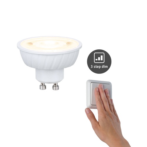 GU10/GZ10 - P 29269 Standard 230V LED reflektor GU10 Flat 37mm 4,9W 2700K stmívatelné bílá - PAULMANN - foto 1