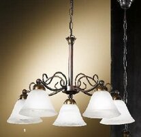 Vícečetná - OR LU 1707/5 Závěsné svítidlo 5x40W E14 antik/sklo, průměr 60cm, výška 39cm - ORION