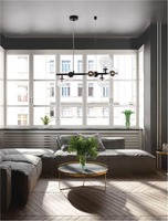 Podélná - NV 9009250 Závěsné svítidlo ODILLIA matný černý kov a sklo G9 7x6W 230V IP20 bez žárovky - NOVA LUCE