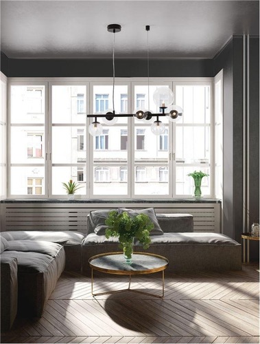 Podélná - NV 9009250 Závěsné svítidlo ODILLIA matný černý kov a sklo G9 7x6W 230V IP20 bez žárovky - NOVA LUCE - foto 1