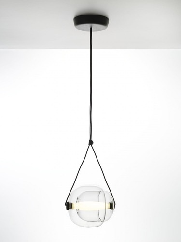 Dekorativní - BRO PC00937_001 Capsula, závěsné svítidlo, vnější čiré + vnitřní čiré sklo / černý kov / černý kabel 7,5W LED 2700K, šířka 29,5cm - BROKIS A - foto 1