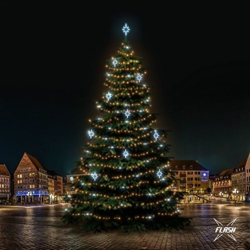 SADY na stromy - DLED TFS7024A LED světelná sada na stromy vysoké 21-23m, teplá bílá s Flash, ledové dekory EFD09S2 - foto 1