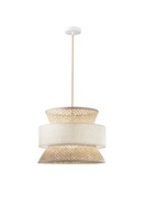 Dekorativní - FAN I-GAZEBO-S40-BB Závěsné svítidlo Gazebo (40 x 200 cm) béžové provedení s přírodním ratanem, patice E27, délka kabelu 210 cm - FANEUROPE