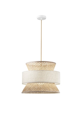 Dekorativní - FAN I-GAZEBO-S40-BB Závěsné svítidlo Gazebo (40 x 200 cm) béžové provedení s přírodním ratanem, patice E27, délka kabelu 210 cm - FANEUROPE - foto 1